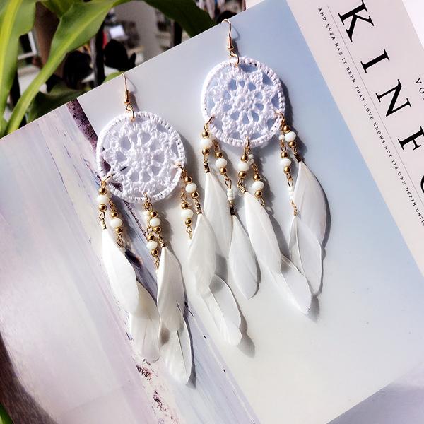 National Style Hand for Dream Catching Feather Earrings