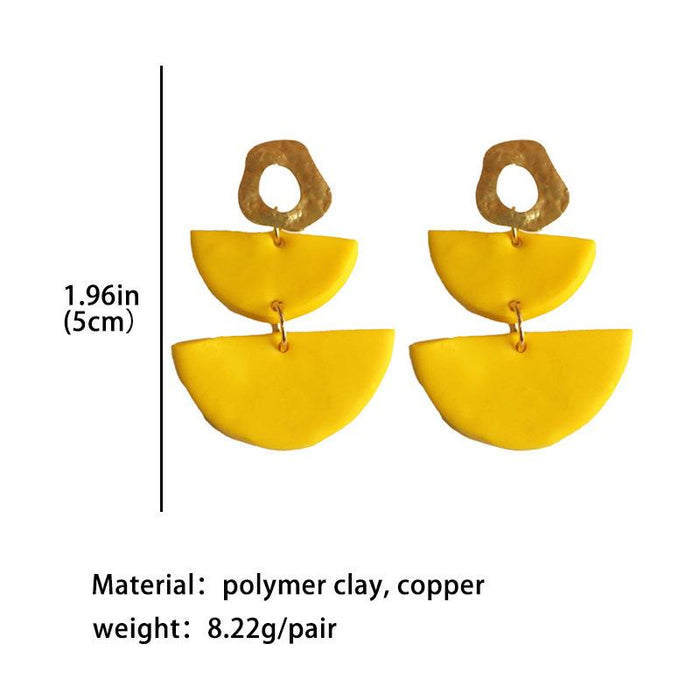 Semicircle Metal Handmade DIY Geometric Soft Pottery Earrings Earrings