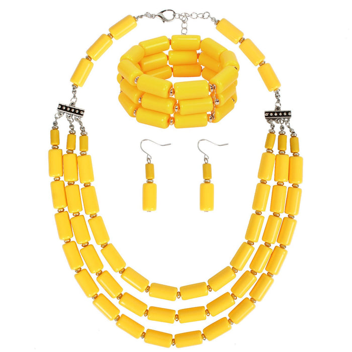 Women's Jewelry BEADED Three Piece Multi-layer Necklace Set