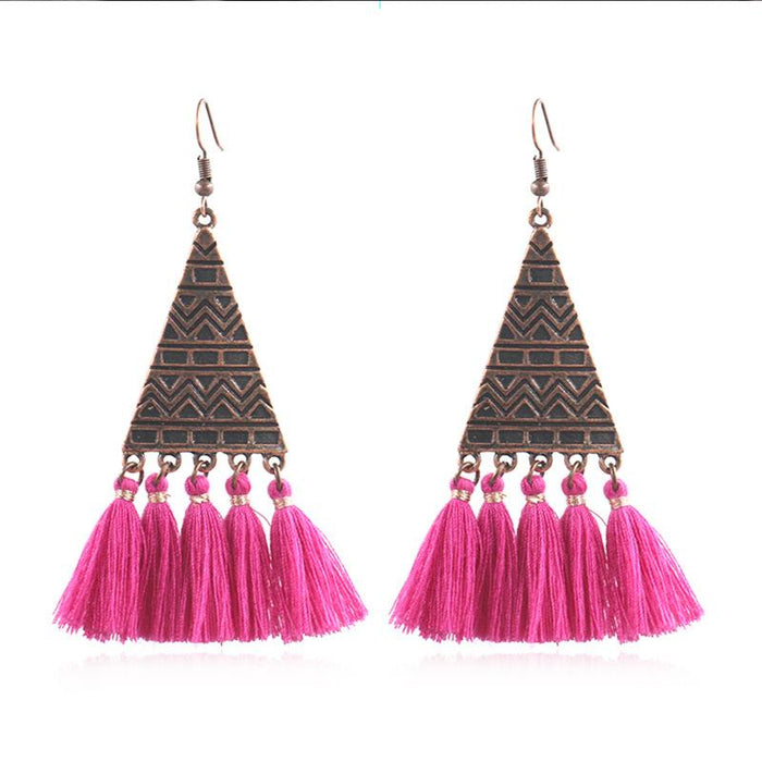 Vintage Tassel Earrings Women's Bohemian Long Pendant Earrings