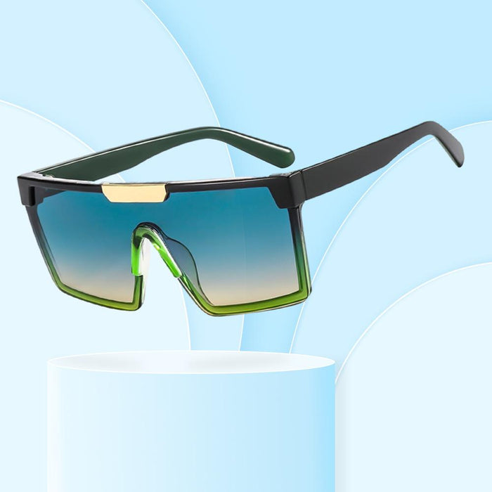 Square large frame one piece contrast Sunglasses