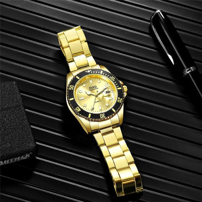 Men Watch Steel and Leather Quartz Fashion Wristwatch-DQG2849