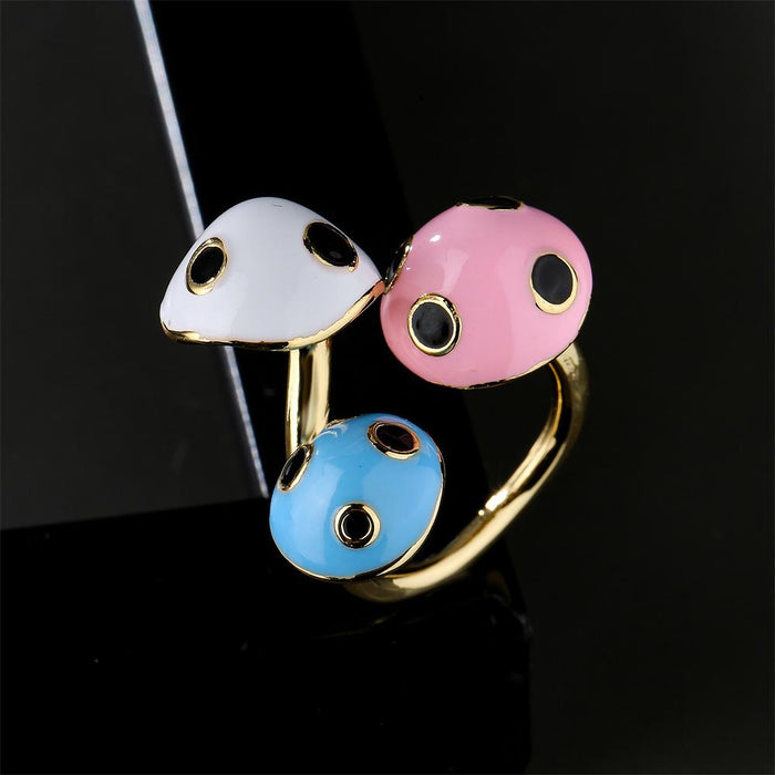 New Gold Color Mushroom Open Women's Ring