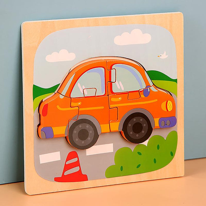 Wooden children cartoon three-dimensional jigsaw puzzle early education toy