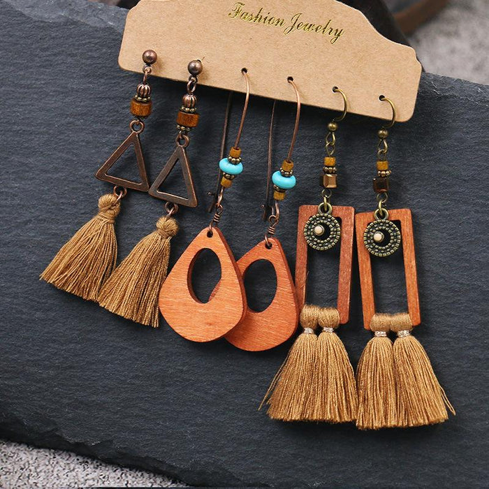 3 pairs/set Earrings Bohemian Style Jewelry X0X36205