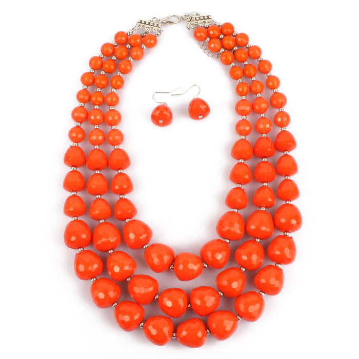 Women's jewelry color Beaded exaggerated Necklace Set