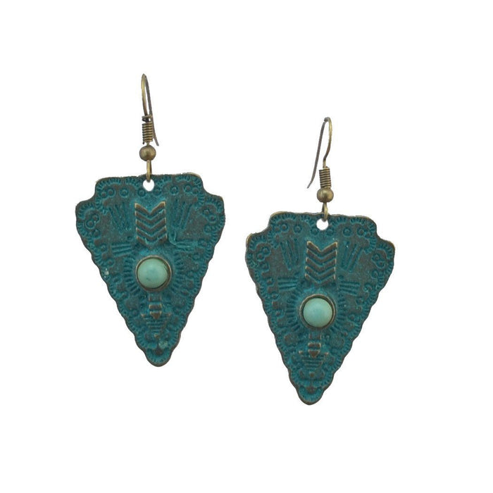 Retro geometric alloy national bronze Flower Leaf Earrings