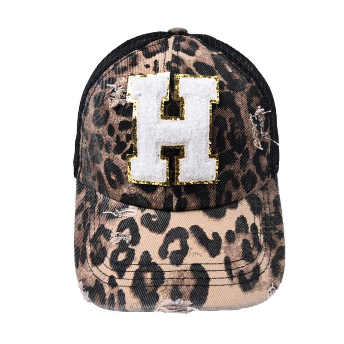 26 Letters Leopard Print Baseball Cap