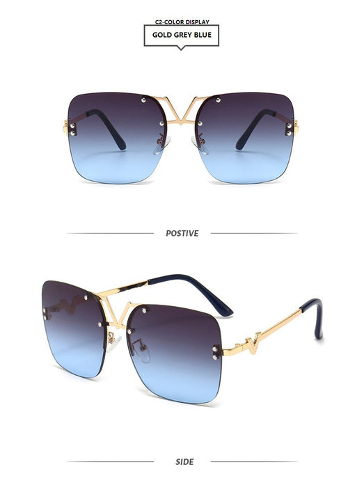 Metal square colour large frame sunglasses