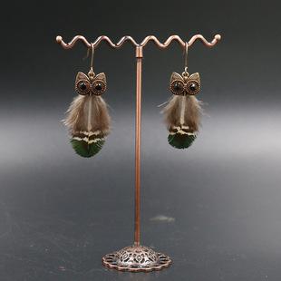 Female Pop Creative Feather Owl Earrings