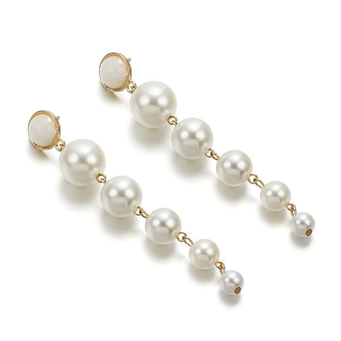 Imitation Pearl Drop Stud Earrings