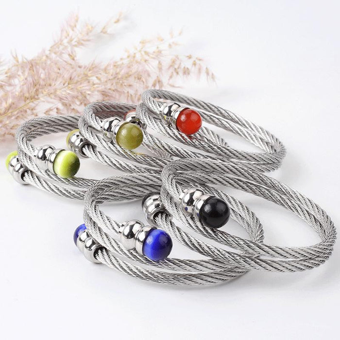 New Fashion Simple Stainless Steel Elastic Twisted Bracelet Bangle