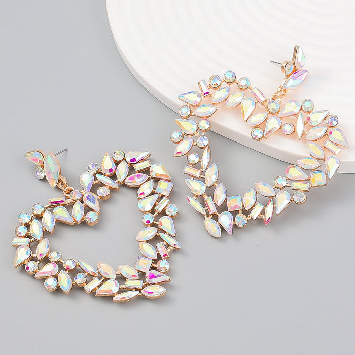 Flower Alloy Love colourful Rhinestone Earrings Female