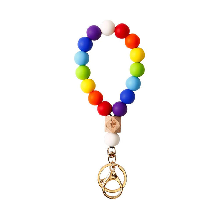 New Tassel Wood Bead Bracelet Silicone Bracelet Key Chain