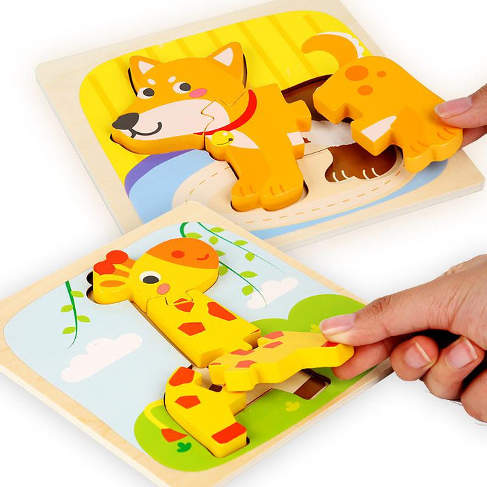 Wooden children cartoon three-dimensional jigsaw puzzle early education toy