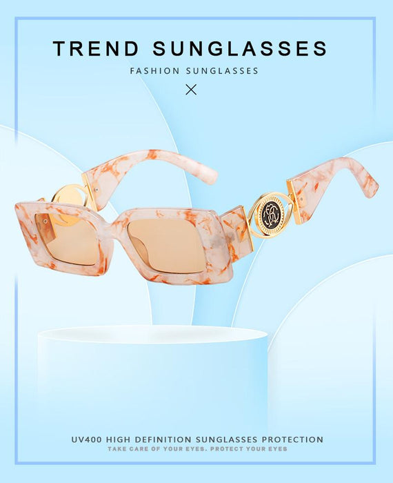 Square small frame metal sunglasses