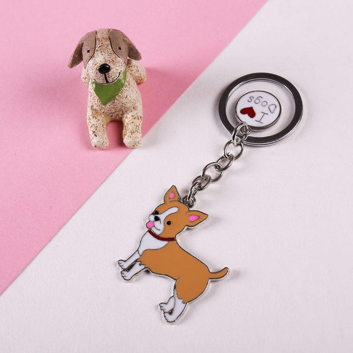 Multicolour Pet Dog Painted Zinc Alloy Keychain