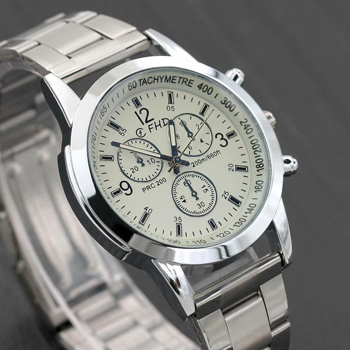 New Men Fashion Watch Casual Luxury Full Stainless Steel Quartz WristWatch