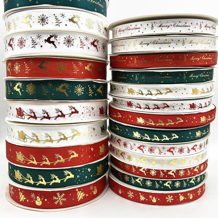 5yards 10mm 15mm 25mm Christmas Ribbon Printed