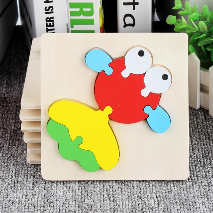 Children's Wooden Cartoon Animal Stereo Puzzle Toy