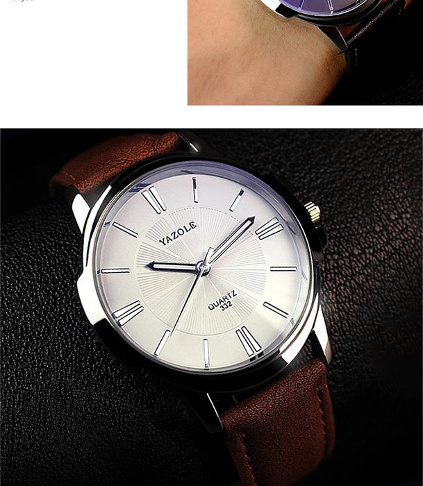 Mens Watches Blue Glass Watch Waterproof Leather