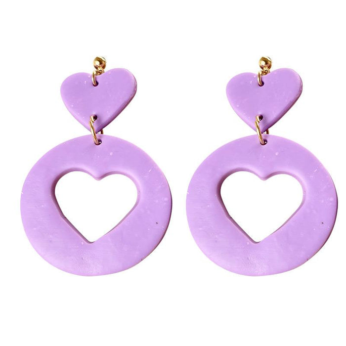 Spring and Summer Cool Love Shaped Soft Pottery Design Sense Earrings