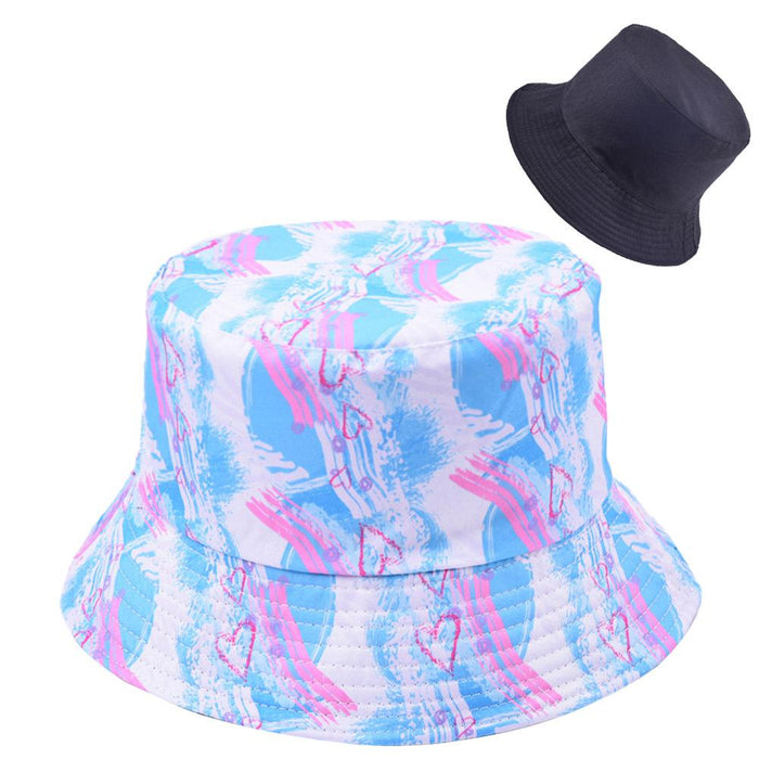 Graffiti Printed Fisherman Hat Hip Hop Sun-shading Hat Wear On Both Sides