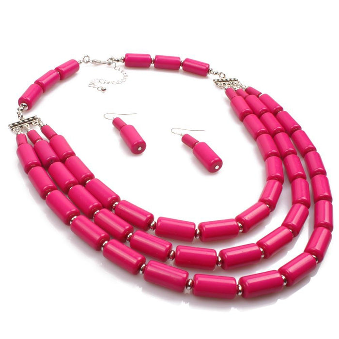 Women's Jewelry BEADED Three Piece Multi-layer Necklace Set