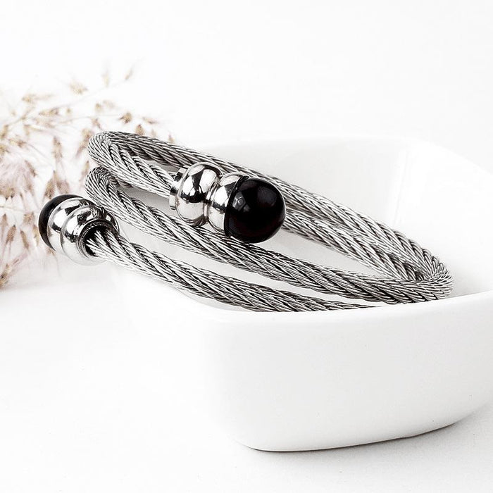 New Fashion Simple Stainless Steel Elastic Twisted Bracelet Bangle