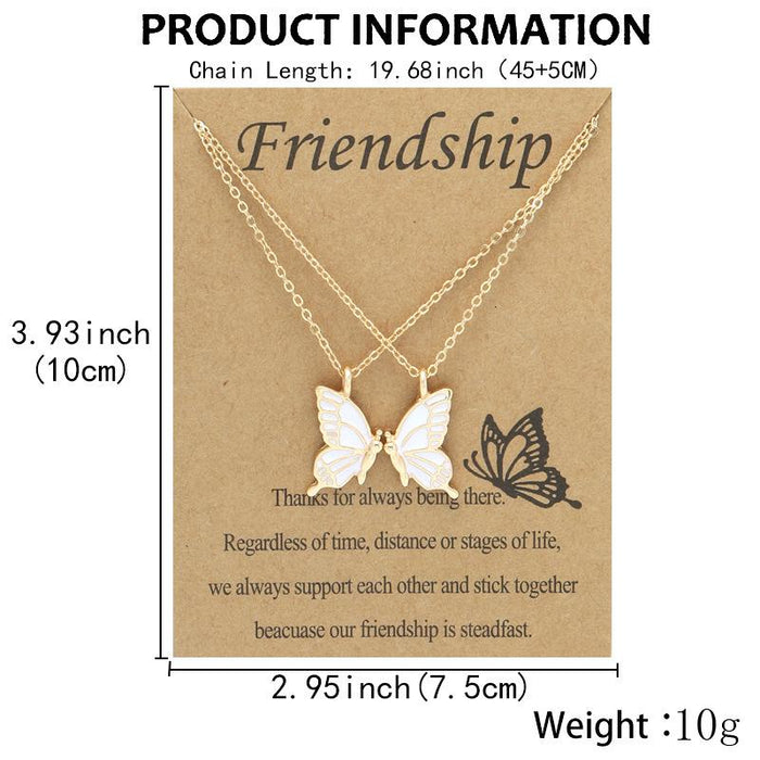 Colorful Butterfly Good Friend Magnet Set Necklace