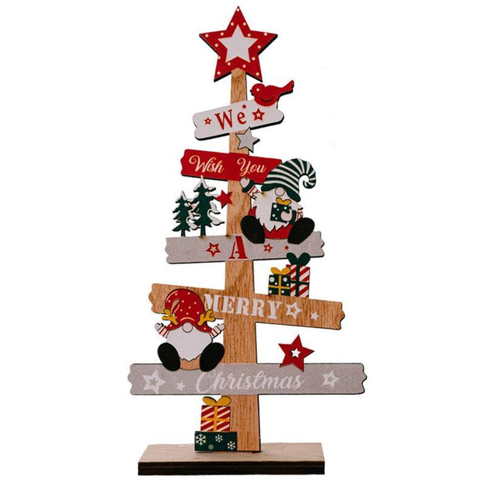 Wooden Desktop Christmas Tree Santa Claus DIY Decoration