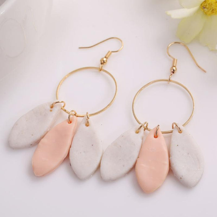 Modern Simple Geometric Imitation Flower Soft Pottery Earrings and Earrings