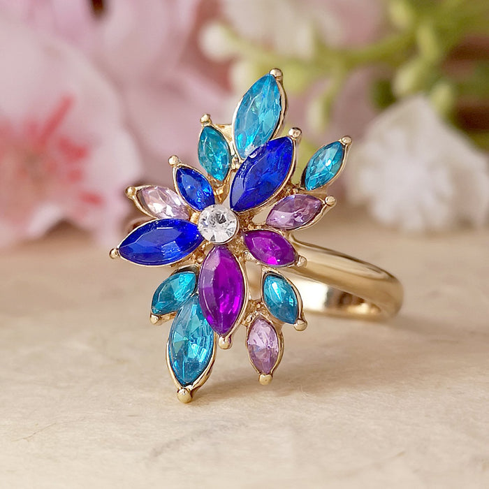 Flower Colorful Ring Women's Personalized Hand Jewelry Trend Ring