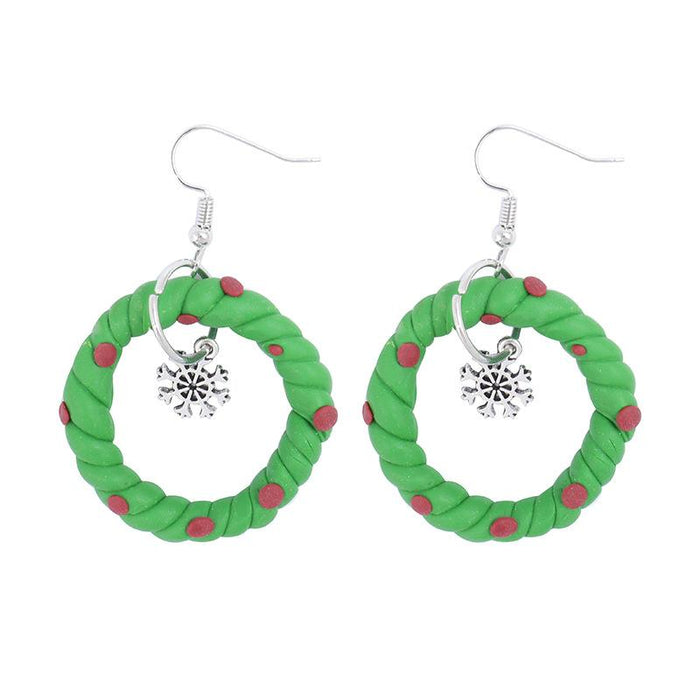 Mistletoe Carved Three-dimensional Wreath Simple Earrings Earrings