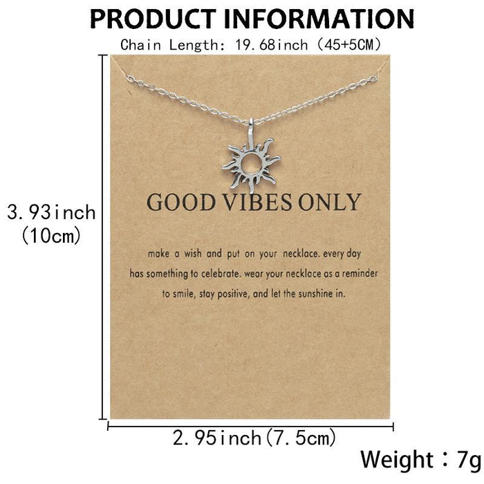 Golden Sun God Necklace Light Pendant Card Clavicle Chain