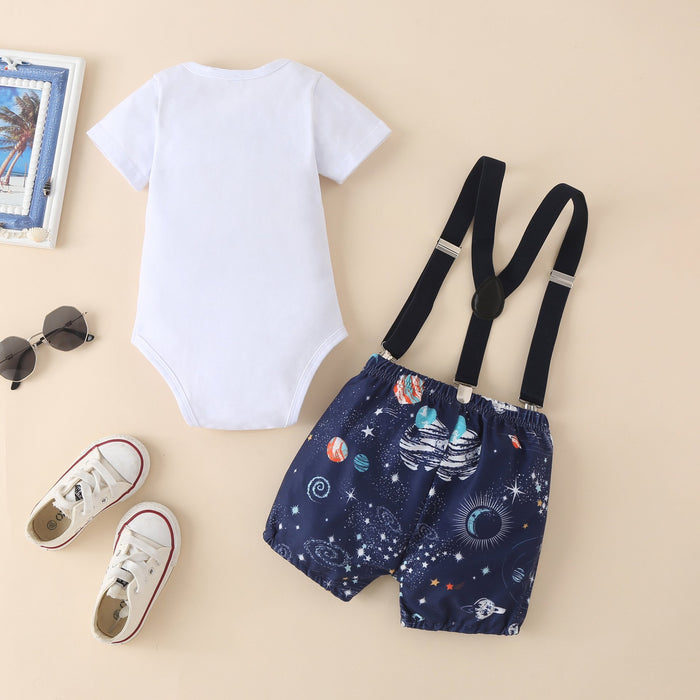 Children's digital cartoon strap printed star two piece set