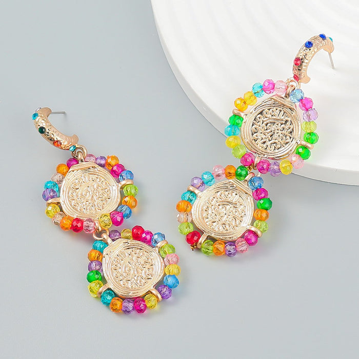 Multi Layer Woven Bohemian Women's Round Earrings