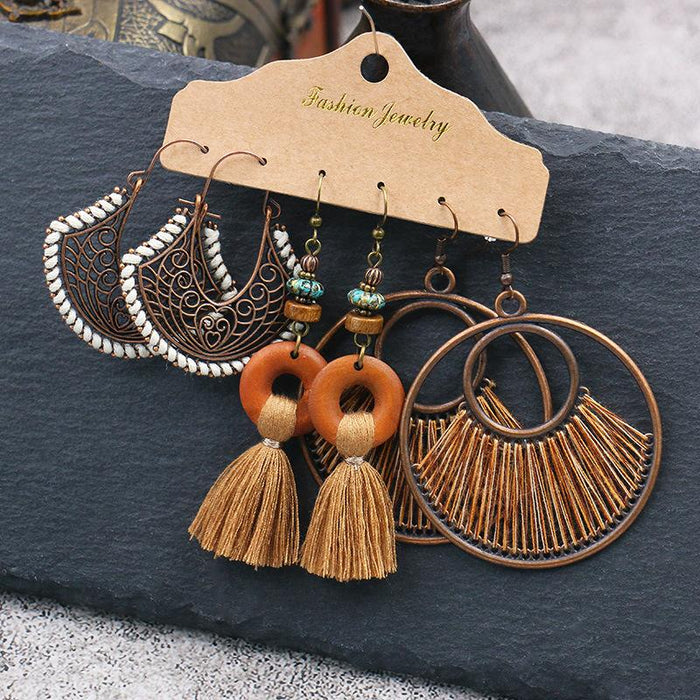 Geometric Bohemian National Style Fashion Big Circle Tassel Earrings