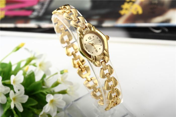 Gold Plated Women Bracelet Wristwatch