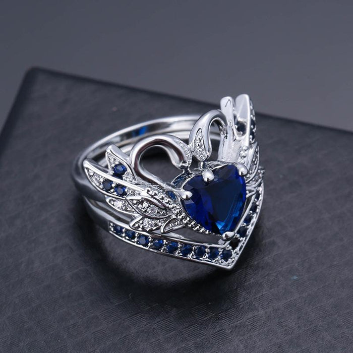 Fashion Women Heart  Zircon Couple Rings