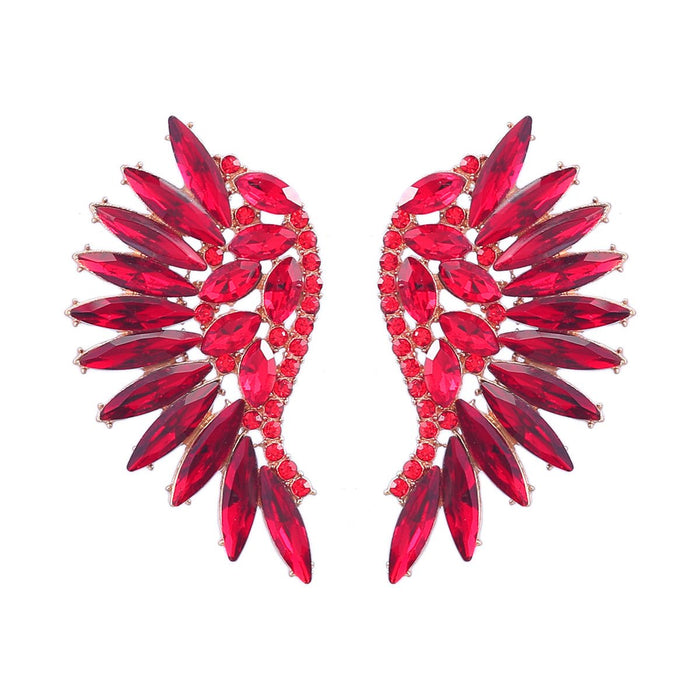 Women's coloured Rhinestone Fan-shaped Wing Earrings