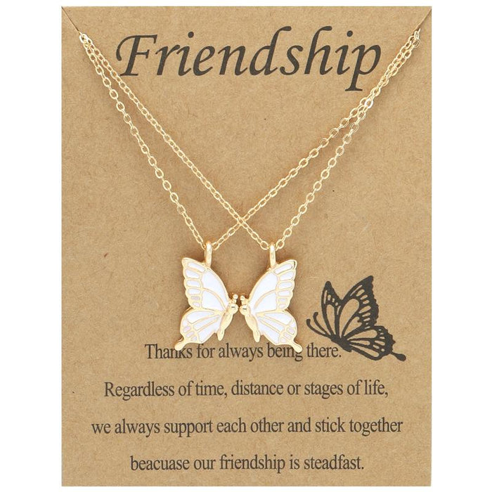 Colorful Butterfly Good Friend Magnet Set Necklace