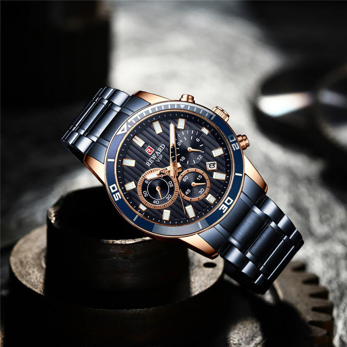 Men's Steel Belt Watch Multi-function Sports Wristwatch