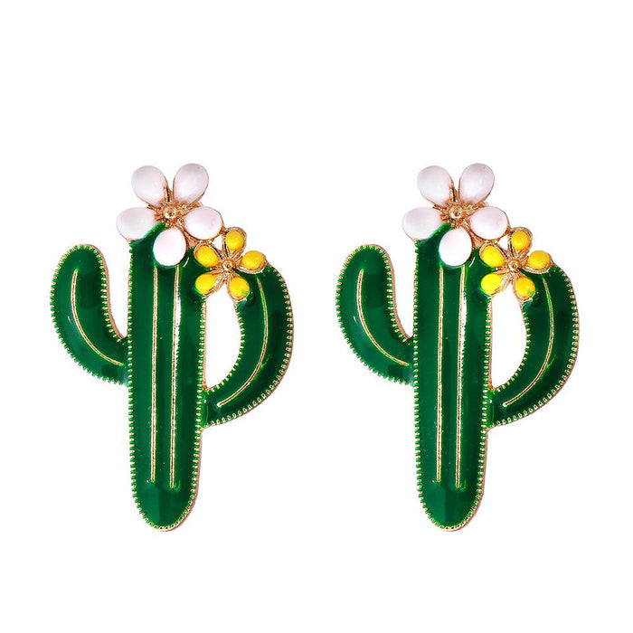 New Print Creative Cactus Fashion Female Earrings Accessories