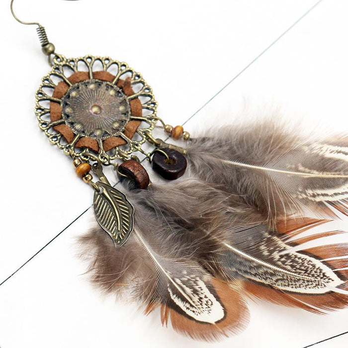 Women's Creative Popular Feather Alloy Earrings Jewelry