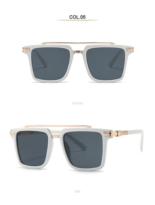 Men's and women's large frame square double beam Sunglasses