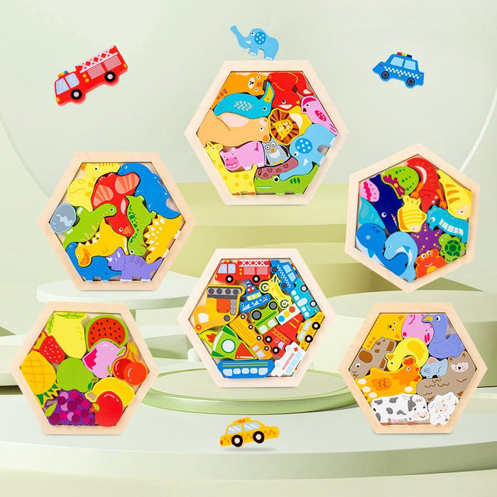 Children's Wooden Three-dimensional Cartoon Puzzle Toy