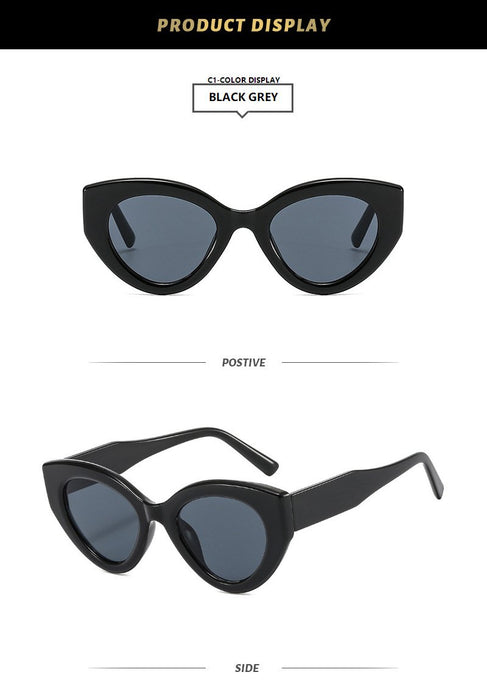 Contrast Cat Eye Sunglasses round frame