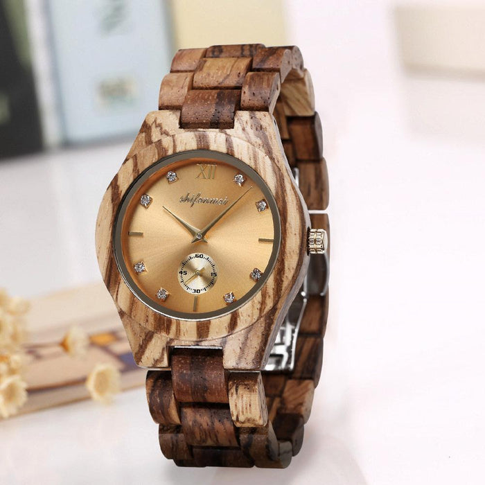 New Multifunctional Advanced Green Wood Quartz Watch