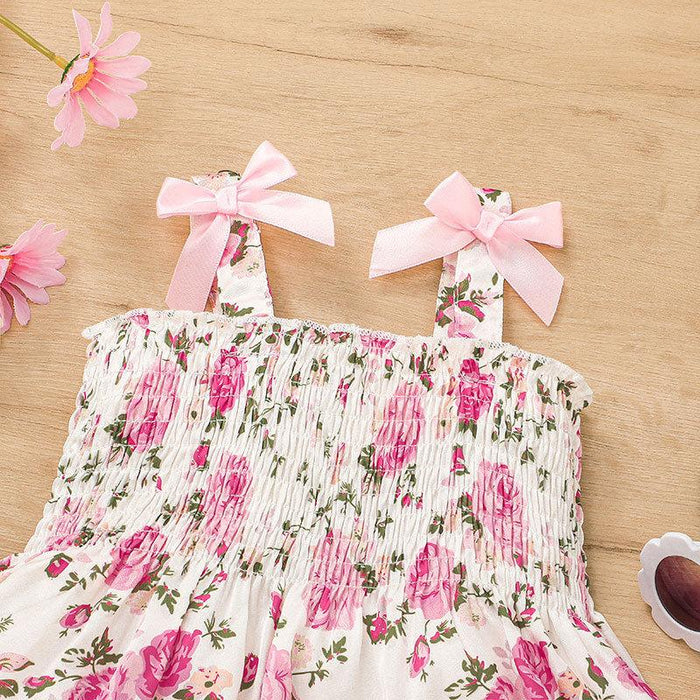 Girl Flower Baby Skirt Sweet Print Suspender Skirt